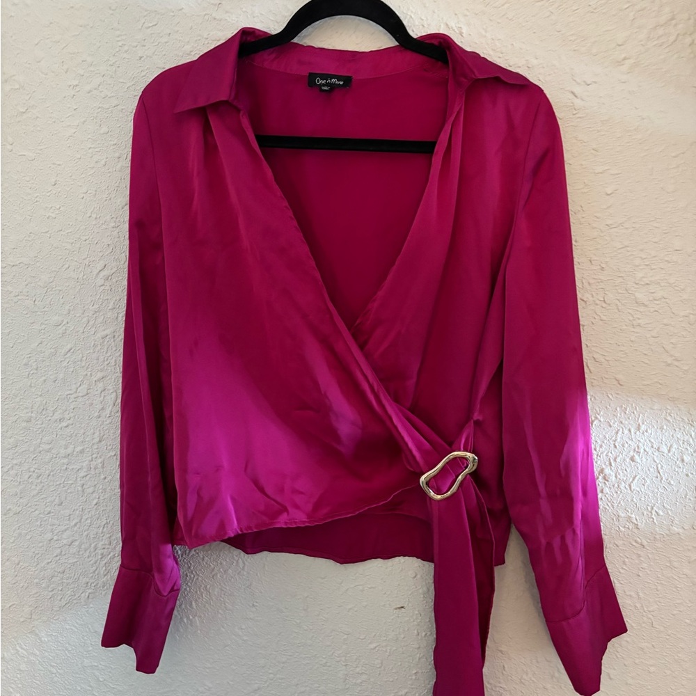 Cachet Fuchsia Wrap Blouse